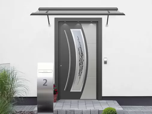 Klassisches Vordach aus Glas und Aluminium E227