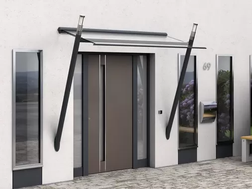 Moderne Vordächer aus Glas und Aluminium